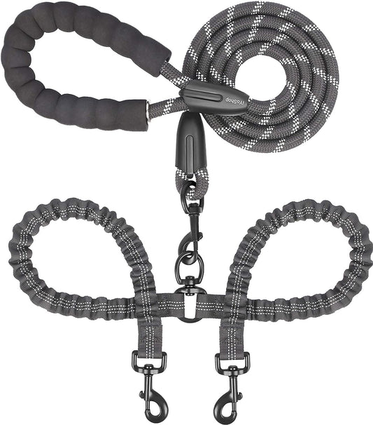 Double Dog Leash, 360° Swivel, No Tangle, Large, 25-150 Lbs, Black