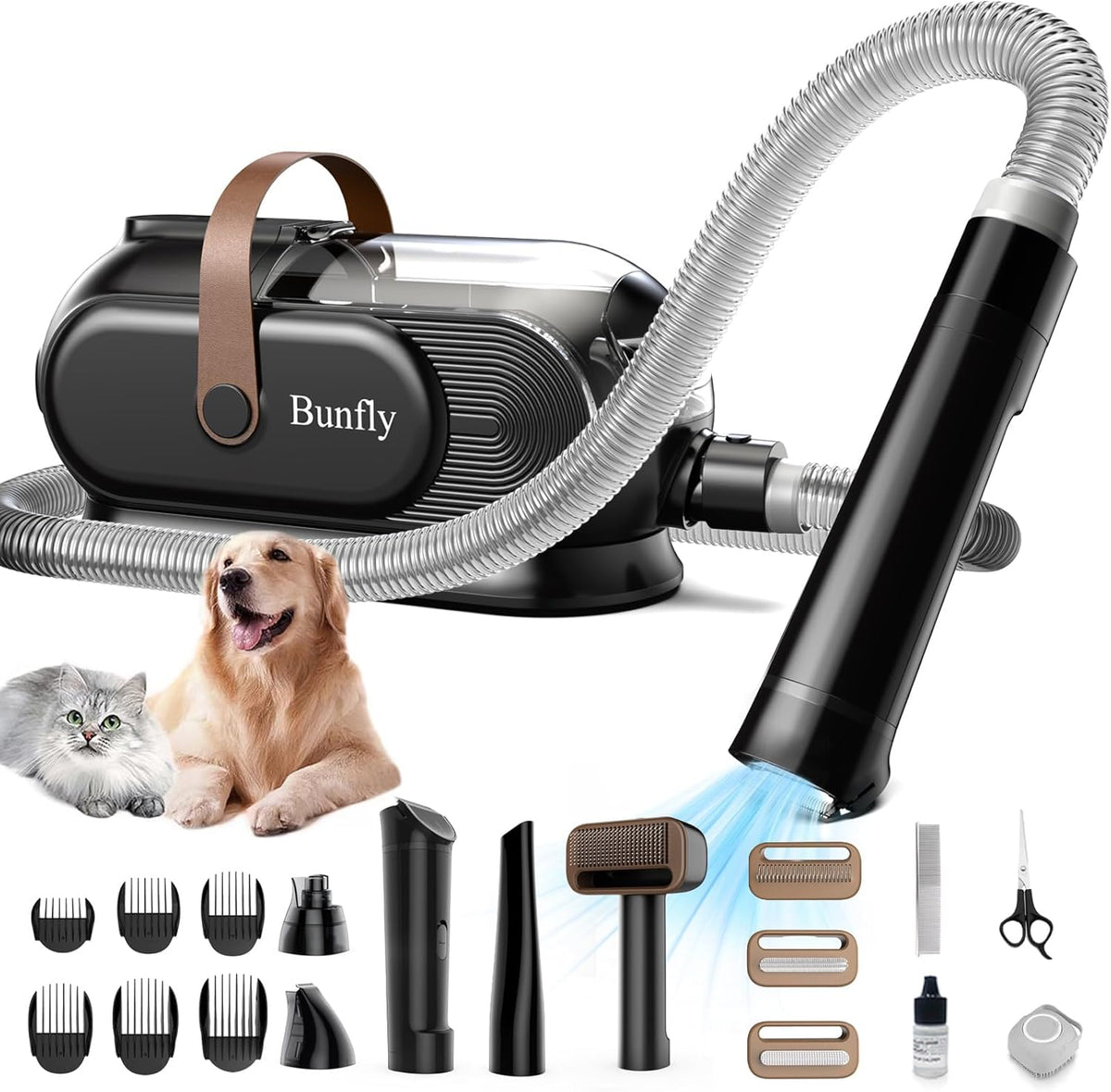 Dog Grooming Kit with 13000Kpa Strong Grooming & Vacuum Suction 99% Pet Hair,3L Capacity,11 Grooming Tools Dogs Cats and Other Animals,Home and Car Cleaning -Black