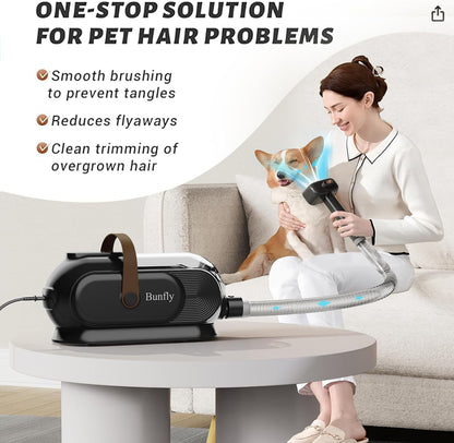 Dog Grooming Kit with 13000Kpa Strong Grooming & Vacuum Suction 99% Pet Hair,3L Capacity,11 Grooming Tools Dogs Cats and Other Animals,Home and Car Cleaning -Black