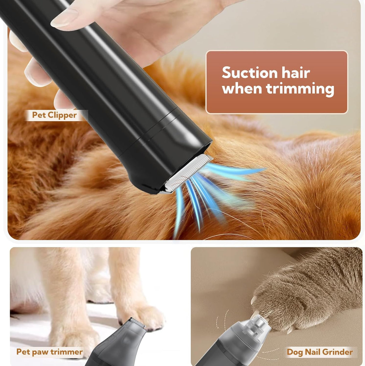 Dog Grooming Kit with 13000Kpa Strong Grooming & Vacuum Suction 99% Pet Hair,3L Capacity,11 Grooming Tools Dogs Cats and Other Animals,Home and Car Cleaning -Black